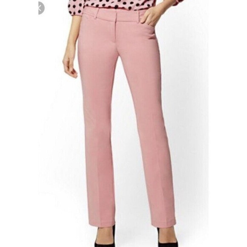 7th Ave Studio NY & Co Pink Straight leg Pants Signature Fit Size 10